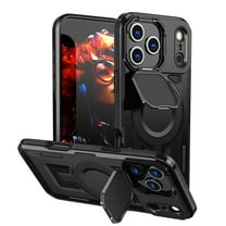 for iPhone 17 Pro Max Case with Metal Camera Cover Bracket, [Compatible with MagSafe] [Built-in Kickstand] [Military-Grade Protection] Heavy Duty Magnetic Case for iPhone 17 Pro Max, Black