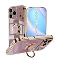 thumbnail image 1 of for iPhone 17 Pro Max Case with Ring Holder, iPhone 17 Pro Max Cover, Kickstand Magnetic Plating Frame TPU Shockproof Anti-Scratch Slim Girls Women Men Case Cover for iPhone 17 Pro Max, Lightpurple, 1 of 5