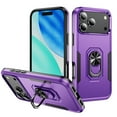 thumbnail image 1 of for iPhone 17 Pro Max Case, Slim Fit Military Grade Drop Tested Dual Layer Shockproof Case with 360 Ring Holder Kickstand Protective Rugged Car Magnetic Non-Slip Phone Case,Purple+Black, 1 of 9