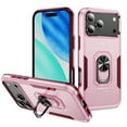 thumbnail image 1 of for iPhone 17 Pro Max Case, Slim Fit Military Grade Shockproof Case with 360 Rotating Ring Holder Kickstand Support Car Mount Magnetic Rugged PC Protective Phone Case,Pink+Rose, 1 of 9