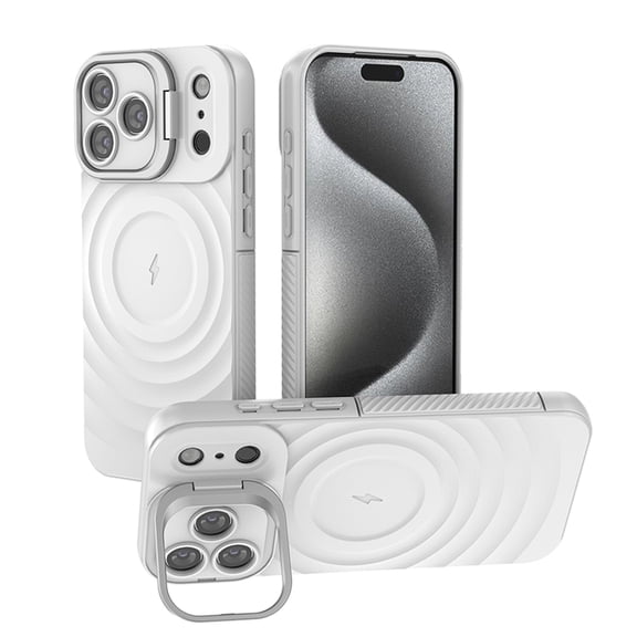 for iPhone 17 Pro Max Case, Soft Silicone Case with Stand, Military-Grade Protection, Built-in Camera Stash Stand, Luxury Magnetic Ultra Slim Skin Friendly Phone Case for iPhone 17 Pro Max, White