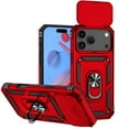 thumbnail image 1 of for iPhone 17 Pro Max Case, Soft TPU & Hard PC Anti-scratch Sliding Cover Full Protection Ring Stand Rotating Kickstand Holder Magnetic Shockproof Phone Case Cover for iPhone 17 Pro Max, Red, 1 of 9