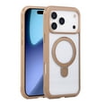thumbnail image 1 of for iPhone 17 Pro Max Case with Stand, Built-In 360° Rotation Ring Kickstand, Compatible with MagSafe, Luxury Ultra Slim Drop Protective Lightweight Non-Slip Bumper Frame Phone Cover, Brown, 1 of 8