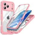 thumbnail image 1 of for iPhone 17 Pro Max Case, Support Magnetic Wireless Charger Full-Body Protection Shockproof Rugged Clear Bumper Frame Case Cover with Built-in Screen Protector for iPhone 17 Pro Max, Pink, 1 of 5
