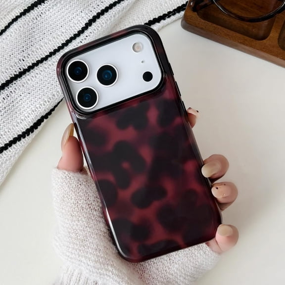 for iPhone 17 Pro Max Case Tortoise Shell Leopard Cute Aesthetic Phone Case for Women Girls, Slim Soft TPU and Hard PC Protective Cover for iPhone 17 Pro Max, Brown Amber