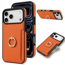 for iPhone 17 Pro Max Case Wallet,360°Rotation Ring Kickstand,RFID Blocking Card Slots Holder, Magnetic Clasp Back Flip PU Leather Fashion Shockproof Cover for iPhone 17 Pro Max,Orange