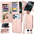 thumbnail image 1 of iPhone 17 Pro Max Case,for iPhone 17 Pro Max 6.9" Wallet Phone Case,Takfox PU Leather Magnetic Detachable Card Holders Shockproof Kickstand Protective [Flip Folio Cover] for iPhone 17 Pro Max - Pink, 1 of 6