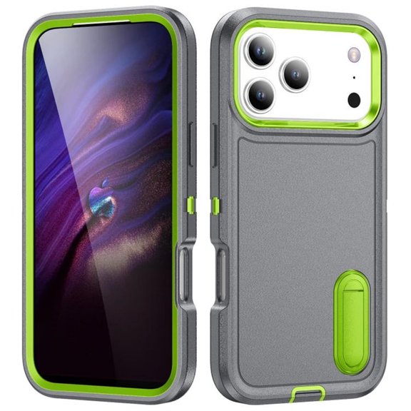 for iPhone 17 Pro Max Case, iPhone 17 Pro Max Phone Case with Built in Kickstand, Shockproof/Dustproof/Drop Proof Heavy Duty Military-Grade Rugged Protective Cover for iPhone 17 Pro Max,Grey