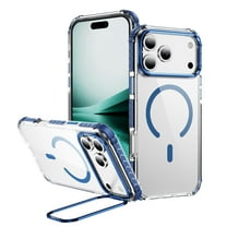 for iPhone 17 Pro Max Clear Case, Compatible with MagSafe, Built-in Camera Ring Stand, Clear Slim Drop Shockproof Full Body Protective Magnetic Phone Case Cover for iPhone 17 Pro Max, Blue