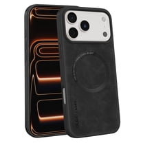 for iPhone 17 Pro Max Magnetic Case, Compatible with MagSafe, Classic PU Leather Soft TPU Shockproof Anti-Scratch Wireless Charging Non-Slip Ultra Slim Skin Friendly Durable Phone Case, Black