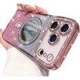 thumbnail image 1 of for iPhone 17 Pro Max Magnetic Case, [Compatible with Magsafe] Shockproof Glitter Makeup Mirror Diamonds Camera Protector Sparkly Bling Cute Cover for Girls Woman for 17 Pro Max 6.9", Pink, 1 of 8
