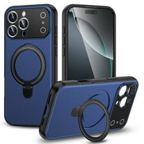 for iPhone 17 Pro Max Magnetic Case, PC TPU Material, Compatible with MagSafe, Luxury Ultra Slim Shockproof Ring Kickstand Anti-Scratch Drop Protective Phone Cover for iPhone 17 Pro Max, Darkblue