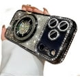 thumbnail image 1 of for iPhone 17 Pro Max Magnetic Kickstand Case, [Compatible with Magsafe] Bling Glitter Diamond Rhinestone Ring Holder Camera Protector for Girls Woman Cute Cover for iPhone 17 Pro Max, Black, 1 of 9