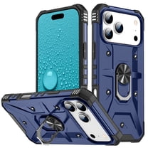 For iPhone 17 Pro Max Magnetic Phone Case,Heavy Duty Shockrpoof Anti-Scratch Protection,With Rotatable Ring Kickstand,Drop Protection,Rugged Durable Phone Case Cover For iPhone 17 Pro Max,Deep Blue