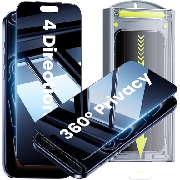 for iPhone 17 Pro Max Matte Privacy Screen Protector - Anti Glare Anti Fingerprint [4 Way 360 Anti Spy] 10X Military Shatterproof Zero Bubble Anti Peep Tempered Glass Film for 17 Pro Max