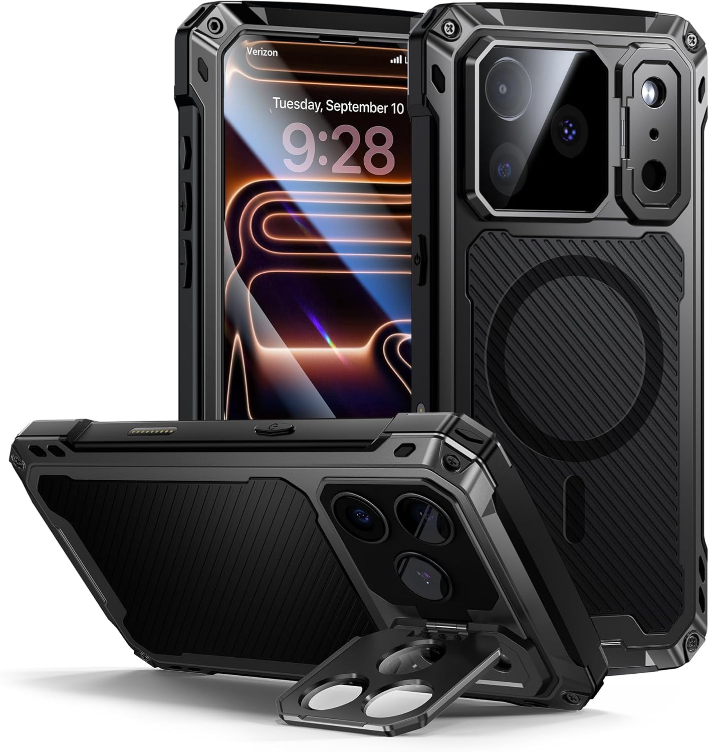 for iPhone 17 Pro Max Metal Case with Kickstand, Compatible MagSafe ...