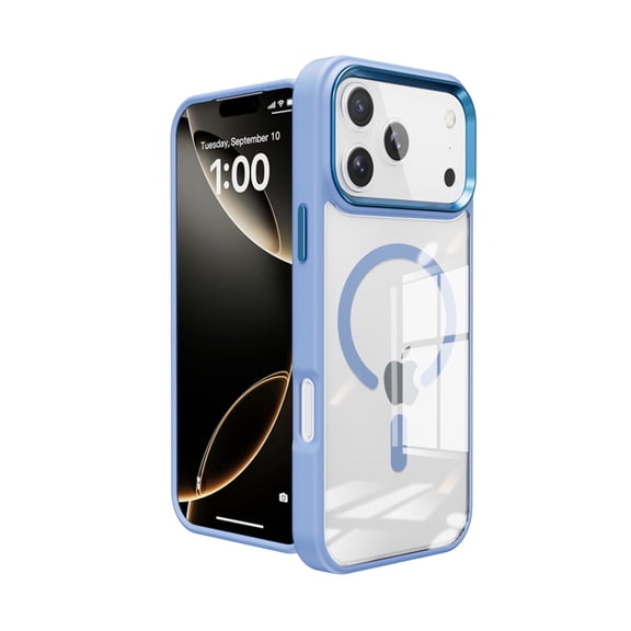 iPhone 17 Pro Max Metal Case with Wireless Charging Support - Blue