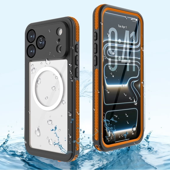 For iPhone 17 Pro Max Phone Case,360° Full Body All Protection,Waterproof Shockproof Anti-fall Drop Protection,Heavy Duty with Camera Screen Protector,Durable Rugged Phone Case Cover,Orange