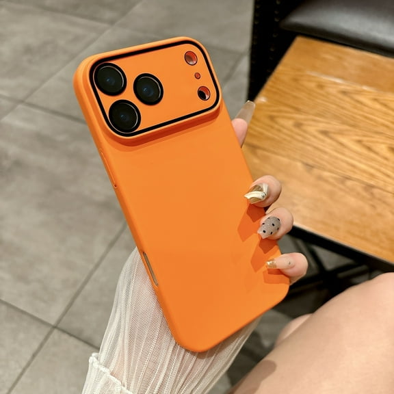 For iPhone 17 Pro Max Phone Case,Anti-fingerprint Matte Skin Feel,Built-in Lens Protector,Ultra Slim Shockproof Anti-fall Drop Protection,Rugged Thin Fit Drop Proof Durable Phone Case,Orange