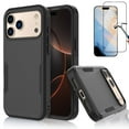 thumbnail image 1 of For iPhone 17 Pro Max Phone Case, with Tempered Glass Screen Protector, Heavy Duty Rugged Shockproof Full Body Protection Sturdy Durable Cover Cute Bumper for Apple iPhone 17 Pro Max 5G -Black, 1 of 7