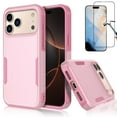 thumbnail image 1 of For iPhone 17 Pro Max Phone Case, with Tempered Glass Screen Protector, Heavy Duty Rugged Shockproof Full Body Protection Sturdy Durable Cover Cute Bumper for Apple iPhone 17 Pro Max 5G -Pink, 1 of 7