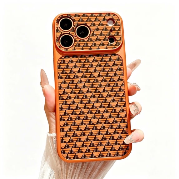 For iPhone 17 Pro Max Phone Case,Triangular Pattern Back Design,Ultra Slim Cover,Compatible with Wireless Charging,Anti-Scratch Shockproof Drop Protection Rugged Thin Fit Phone Case,Orange