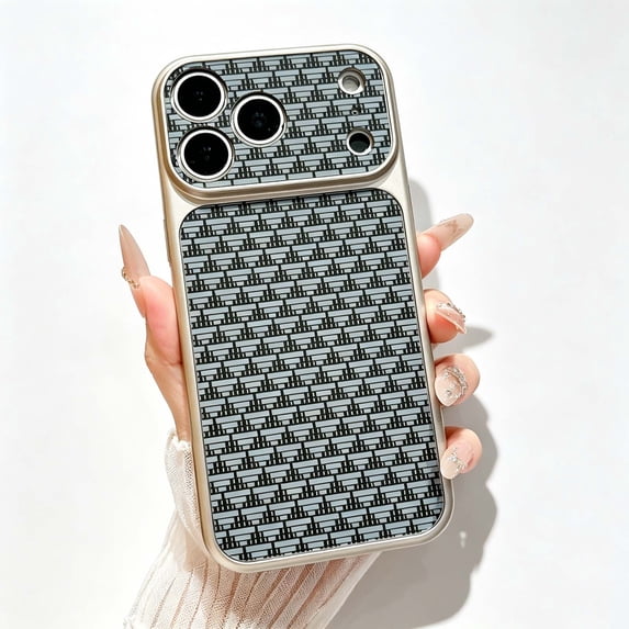 For iPhone 17 Pro Max Phone Case,Triangular Pattern Back Design,Ultra Slim Cover,Compatible with Wireless Charging,Anti-Scratch Shockproof Drop Protection Rugged Thin Fit Phone Case,Gray