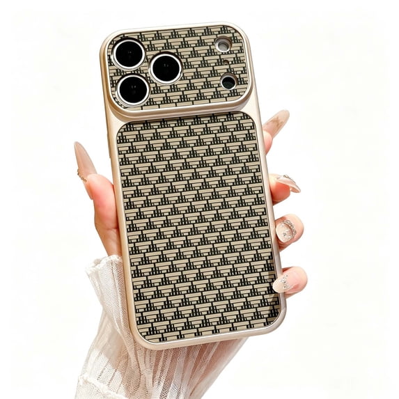 For iPhone 17 Pro Max Phone Case,Triangular Pattern Back Design,Ultra Slim Cover,Compatible with Wireless Charging,Anti-Scratch Shockproof Drop Protection Rugged Thin Fit Phone Case,Gold