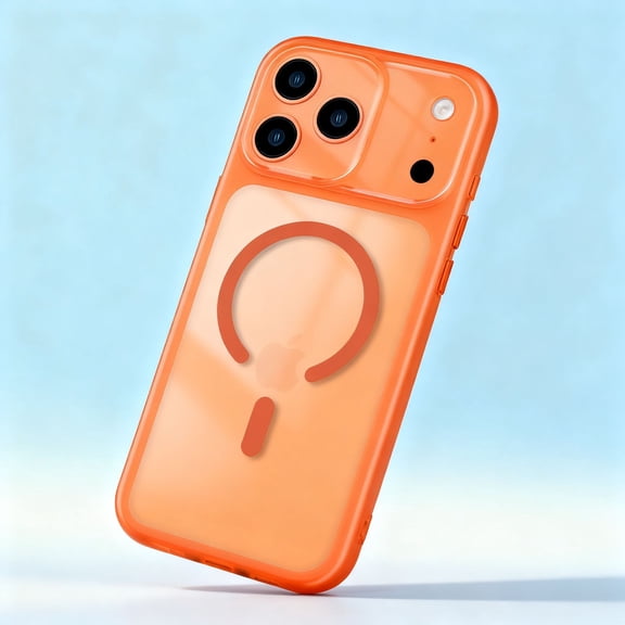 For iPhone 17 Pro Max Phone Case,Ultra Slim PC + TPU Hybrid Shockproof Anti-fall Drop Protection,Compatible with Mag-Safe,Transparent Back,Anti-Scratch Lightweight Thin Fit Phone Case,Orange