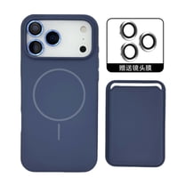 For iPhone 17 Pro Max Phone Case,With Magnetic Detachable Card Holder,Compatible with Mag-Safe,Built-in Lens Protector,Shockproof Anti-fall Drop Protection,Thin Fit Durable Phone Case,Darkblue
