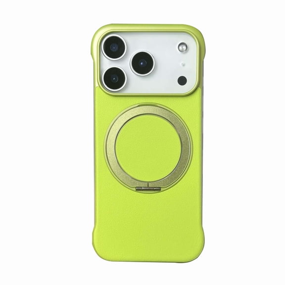 for iPhone 17 Pro Max Ring Stand Case, Slim Tough Rugged Shockproof Protective Cover with Ring Kickstand & Secure Ring Grip, Non-Frame Luxury PU Leather Phone Case for iPhone 17 Pro Max, Green