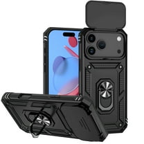 for iPhone 17 Pro Max Rugged Phone Case with Sliding Camera Cover, Kickstand TPU Bumper Drop Proof Durable Military Grade Protective Case Cover for iPhone 17 Pro Max, Black