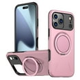 thumbnail image 1 of For iPhone 17 Pro Max Ultra Slim Hybrid TPU+PC Protective Cover with Metal Rotation Holder , Military Grade Shockproof Phone Case Cover,Pink,For iPhone 17 Pro Max, 1 of 7