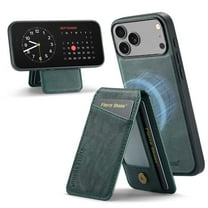 for iPhone 17 Pro Max Wallet Case, Detachable Credit Card Holder [RFID Blocking] [Compatible with MagSafe] Premium PU Leather Kickstand Back Flip Magnetic Clasp Shockproof Case, Green