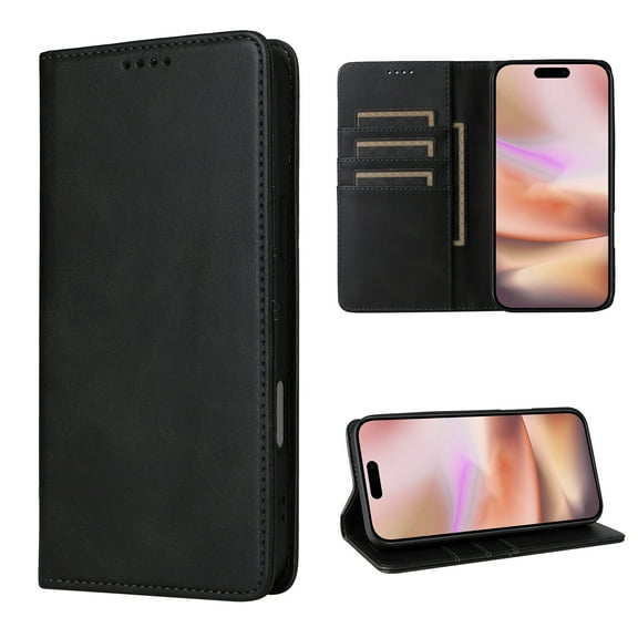 for iPhone 17 Pro Max Wallet Case, PU Leather + TPU, Magnetic Card Holder with Kickstand, Shockproof Full Body Protective Flip Cover, Classic Design for iPhone 17 Pro Max Men Women, Black