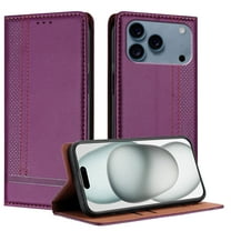 for iPhone 17 Pro Max Wallet Case with RFID Blocking Credit Card Slots, Luxury PU Leather Purse Cover with Kickstand Shockproof Protective Case for iPhone 17 Pro Max, Purple