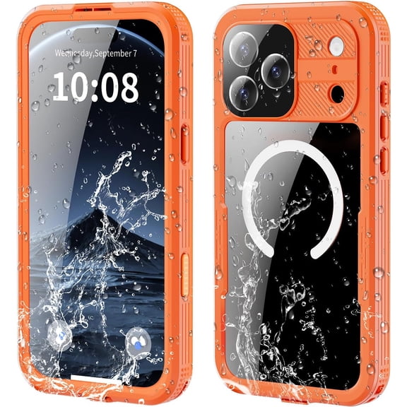 For iPhone 17 Pro Max Waterproof Case Compatible with MagSafe, Magnetic Waterproof Full Body IP68 Underwater Case Built-in Screen Protector Military Grade Shockproof Cover for Men Women