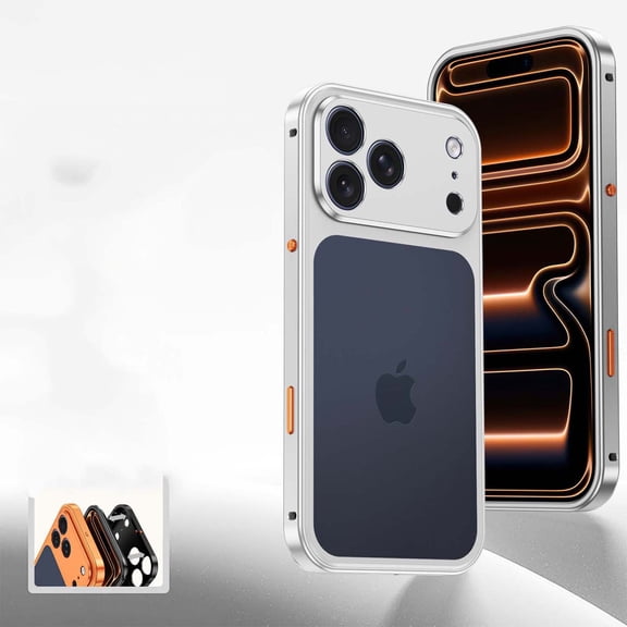 For iPhone 17 Pro Phone Case,2-in-1 Snap Buckle Switch,No Back Design,Heat Dissipation Shockproof Anti-fall Drop Protection,With Camera Protector,Anti-Scratch Rugged Phone Case,Silver