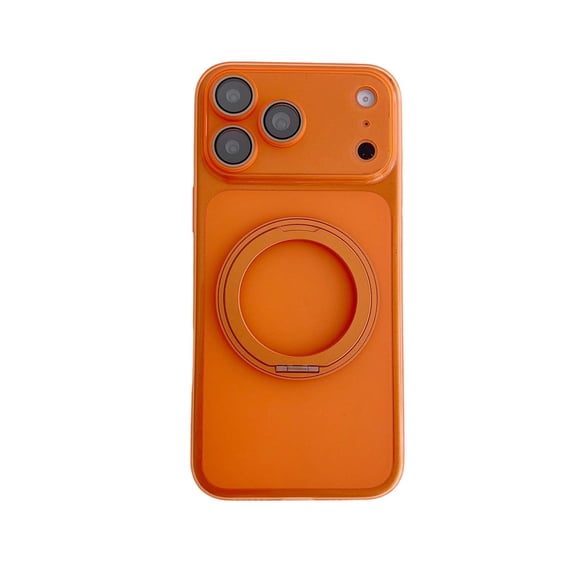 For iPhone 17 Pro Phone Case,360°Rotatable Ring Kickstand,Built-in Camera Lens Protector,Anti-fingerprinting Matte Translucent Soft TPU Shockproof Anti-fall Durable Phone Case,Orange