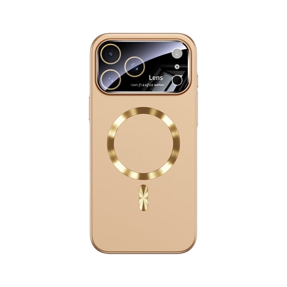 For iPhone 17 Pro Phone Case,Built-in Lens Protector,Compatible with Mag-Safe,Glossy Ultra Slim Shockproof Anti-fall Drop Protection,Rugged Thin Fit Anti-Scratch Phone Case Cover,Desertgold