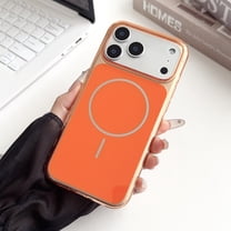 for iPhone 17 Pro Protective Case, Men Women TPU Acrylic Magnetic Wireless Charging, Luxury Ultra Slim Anti-Scratch Shockproof Lightweight Phone Case Cover for iPhone 17 Pro, Orange