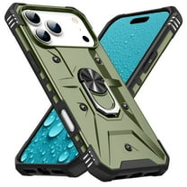 for iPhone 17 Pro Rugged Case with Rotated Ring Holder Stand, Support Magnetic Car Mount, Military Grade Shockproof Protection Phone Cover for iPhone 17 Pro, Armygreen