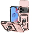 thumbnail image 1 of for iPhone 17 Pro Rugged Phone Case with Sliding Camera Cover, Kickstand TPU Bumper Drop Proof Durable Military Grade Protective Case Cover for iPhone 17 Pro, Rosegold, 1 of 9