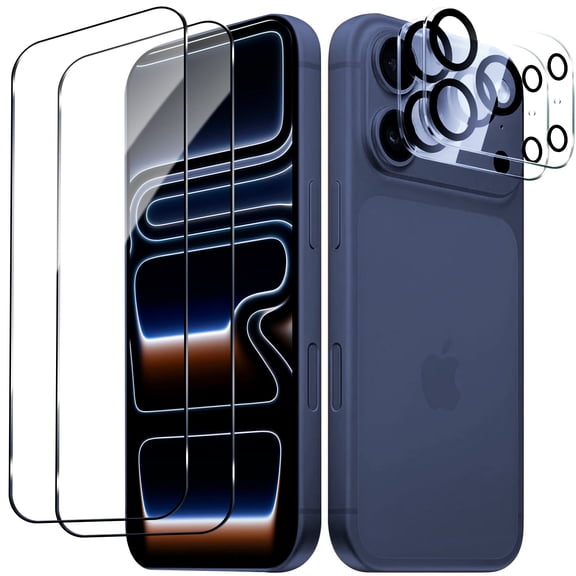 iPhone 17 Pro Screen Protector with Camera Lens Protector, [Military Grade Shatterproof], Top 9H+ Tempered Glass, Full Edge Coverage, Ultra Durable [2+2 Pack]