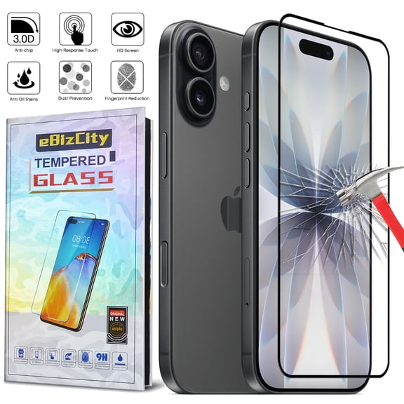 For iPhone 17 Pro Screen Protector, Case Friendly [9H+ Hardness] [Military-Grade Drop Protection] Ebizware HD Clear Full Edge Coverage Tempered Glass Film for iPhone 17 Pro 6.3 inch