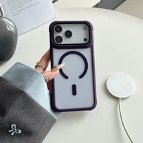 for iPhone 17 Pro Stand Case, Full Body Camera Lens Protector Clear Magnetic Cover Compatible with Mag-Safe, Shockproof Protection Acrylic Hard Phone Case for iPhone 17 Pro, Purple