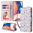 thumbnail image 1 of for iPhone 17 Pro Wallet Case, Flower Pattern, [Stand Feature] Protective PU Leather Flip Cover with Credit Card Slot [Side Cash Pocket] [Magnetic Closure] for iPhone 17 Pro, E, 1 of 5