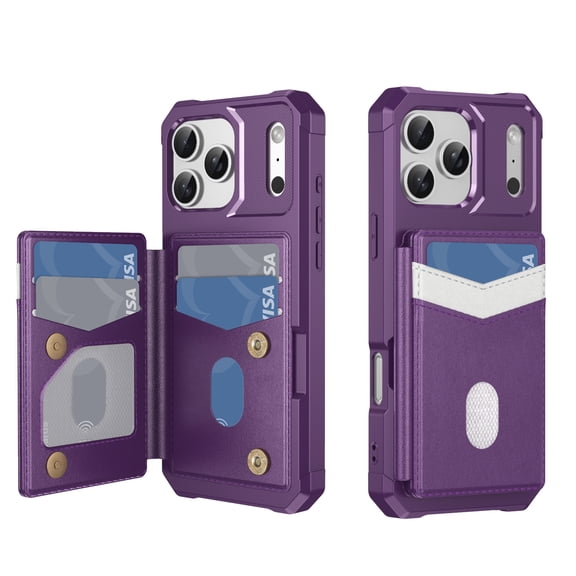 for iPhone 17 Pro Wallet Case with RFID Blocking Card Holder,Premium PU Leather Back Flip Kickstand Drop Protective Shockproof Rugged Cover Case Women Men For iPhone 17 Pro,Purple