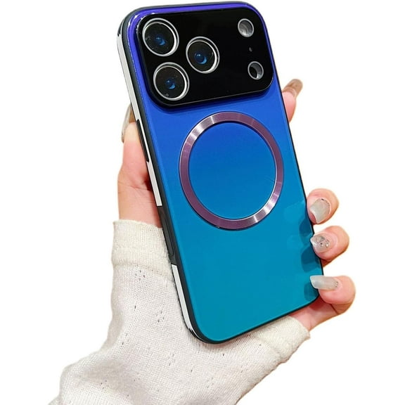 for iPhone 17 Promax Gradient Glass-Gloss Case with Magnetic Magsafe Compatible Design, Stylish Slim Profile, Luxury Gradient Phone Case for Men and Women