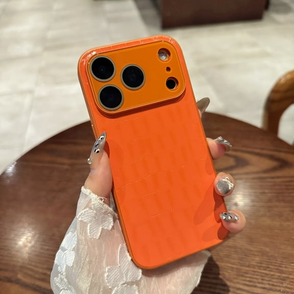for iPhone 17 Protective Case,  Luxury Crocodile Print PU Leather TPU Lightweight Anti-Scratch Non-Slip Shock-Absorbent Slim Cover with Camera Lens Protector for iPhone 17, Orange